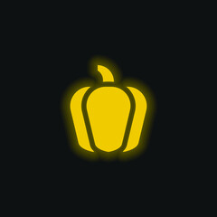 Bell Pepper yellow glowing neon icon