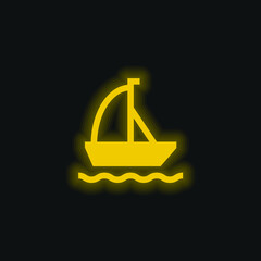 Boat yellow glowing neon icon