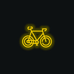 Bicycle yellow glowing neon icon