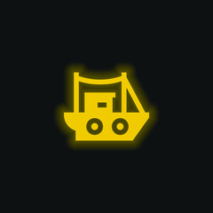 Boat yellow glowing neon icon