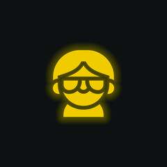 Boy yellow glowing neon icon