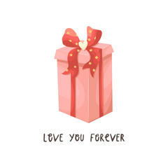 Vector illustration of a gift box with a bow. Illustration for Valentine's Day.
