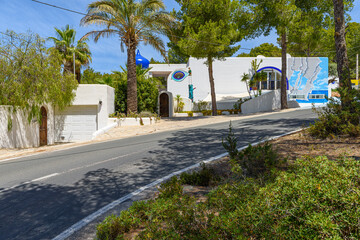 Fototapeta na wymiar road passing a house on Ibiza island Spain
