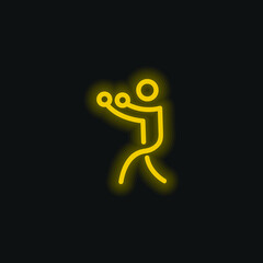 Boxing Stick Man yellow glowing neon icon