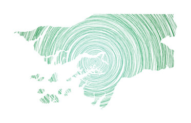 Guinea-Bissau map filled with concentric circles. Sketch style circles in shape of the country. Vector Illustration.