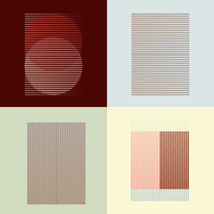 Art composition with lines, circles, ovals .Modern art design .Black Vector stripes .Straight speed lines .Geometric shape. Wall art .