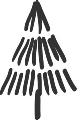 Christmas tree hand drawn sketch icon