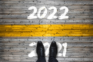 Welcome 2022 - Goodbye 2021 - New Year Start Concept