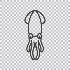 Cuttlefish outline icon. Vector isolated on transparent background.