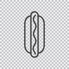 Hot dog outline icon. Vector isolated on transparent background.