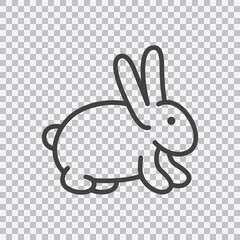 Rabbit outline icon. Vector isolated on transparent background.