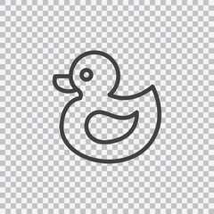 Duck outline icon. Vector isolated on transparent background.