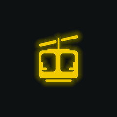 Aerial Lift yellow glowing neon icon