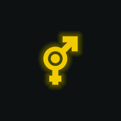 Obraz premium Bigender yellow glowing neon icon