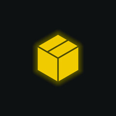 Box yellow glowing neon icon