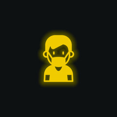Boy yellow glowing neon icon