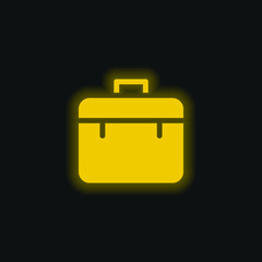 Briefcase yellow glowing neon icon