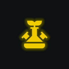 Biotechnology yellow glowing neon icon