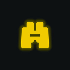 Binoculars yellow glowing neon icon