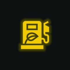 Biofuel yellow glowing neon icon