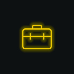 Briefcase yellow glowing neon icon
