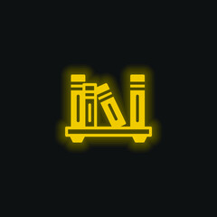 Bookshelf yellow glowing neon icon