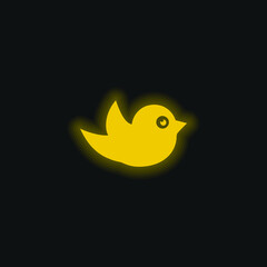 Black Bird yellow glowing neon icon