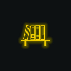 Books yellow glowing neon icon