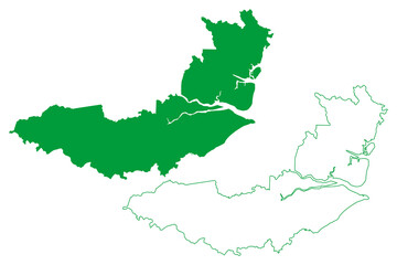 Jaguaripe municipality (Bahia state, Municipalities of Brazil, Federative Republic of Brazil) map vector illustration, scribble sketch Jaguaripe map