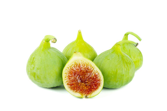Few green figs isolated on a white background