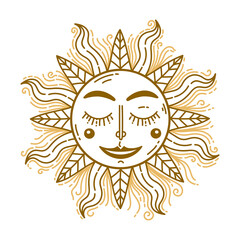 Sun astrological icon vintage doodle vector illustration