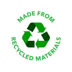 Made with 100% recycled materials vector icon logo badge