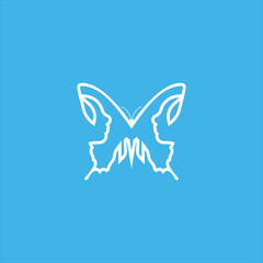butterfly face woman logo vector template line art