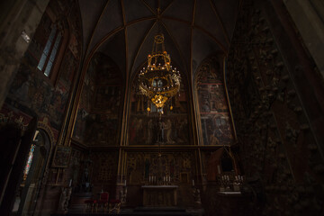 Prague, Czech Republic, June 2019 -  view of St Wenceslas Chapel at the famous St. Vitus Cathedral 	