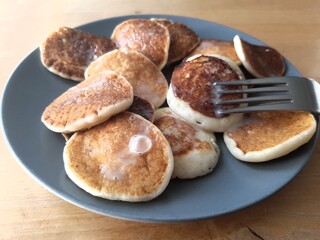 Pancakes with condensed milk for breakfast