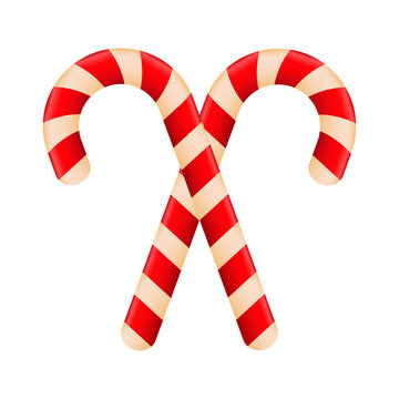 Red Christmas candy canes on white background