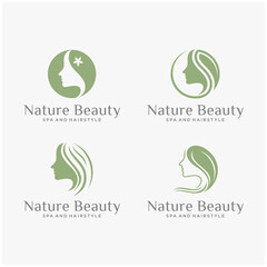 nature beauty woman spa and salon logo design collections