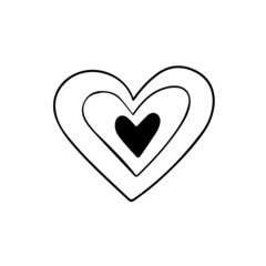 vector hand drawn heart doodle icon, isolated