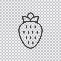 Strawberry outline icon. Vector isolated on transparent background.