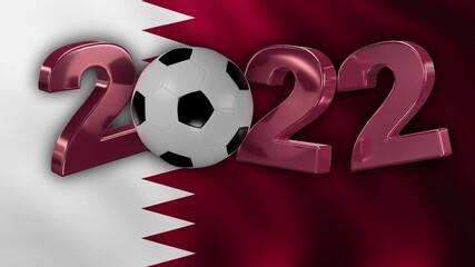 Appear of Football 2022 in Rotation with Qatar colors on a Qatar Flag - Powered by Adobe
