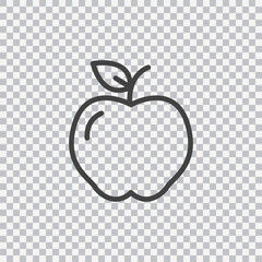 Apple outline icon. Vector isolated on transparent background.