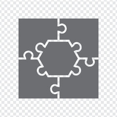 Simple icon puzzles in gray. Simple icon puzzle of the five elements  on transparent background for your web site design, app, UI. EPS10.
