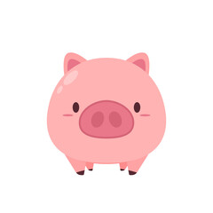 Cute pig cartoon. Pig doodle logo design.
