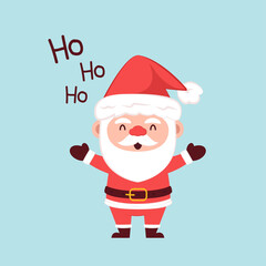 Merry Christmas and happy new year 2022 greeting card. Santa Claus cartoon Cute Christmas mascot.