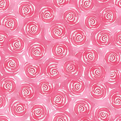 Pink rose flowers watercolor pattern. Seamless romantic backdrop for cards, invitations, wallpaper, paper. Wedding design in delicate pink colors. Valentine's day art