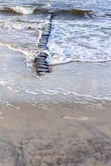 Waves on the beach of Zempin on the island of Usedom on a beautiful day