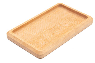 Wooden bowl isolated above white background