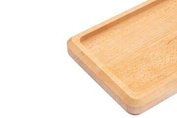 Wooden bowl isolated above white background