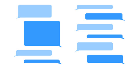 Message bubbles set. Empty chat frames templates isolated on white background. Mobile messenger app dialog. Vector flat illustration.