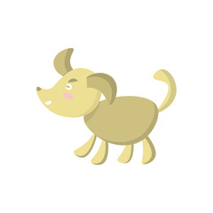 Little funny dog, simple illustration in pastel colors, suitable for baby products.